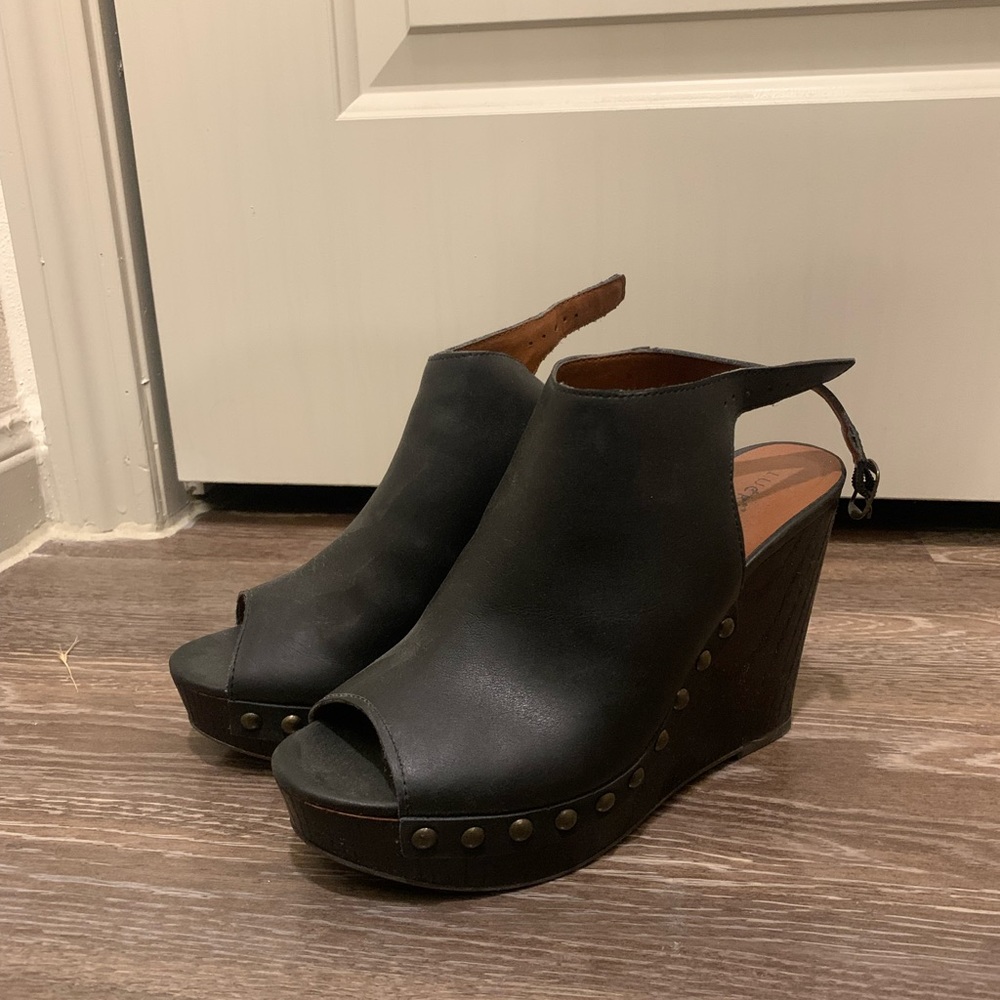 Lucky Brand Leather Wedge Heels